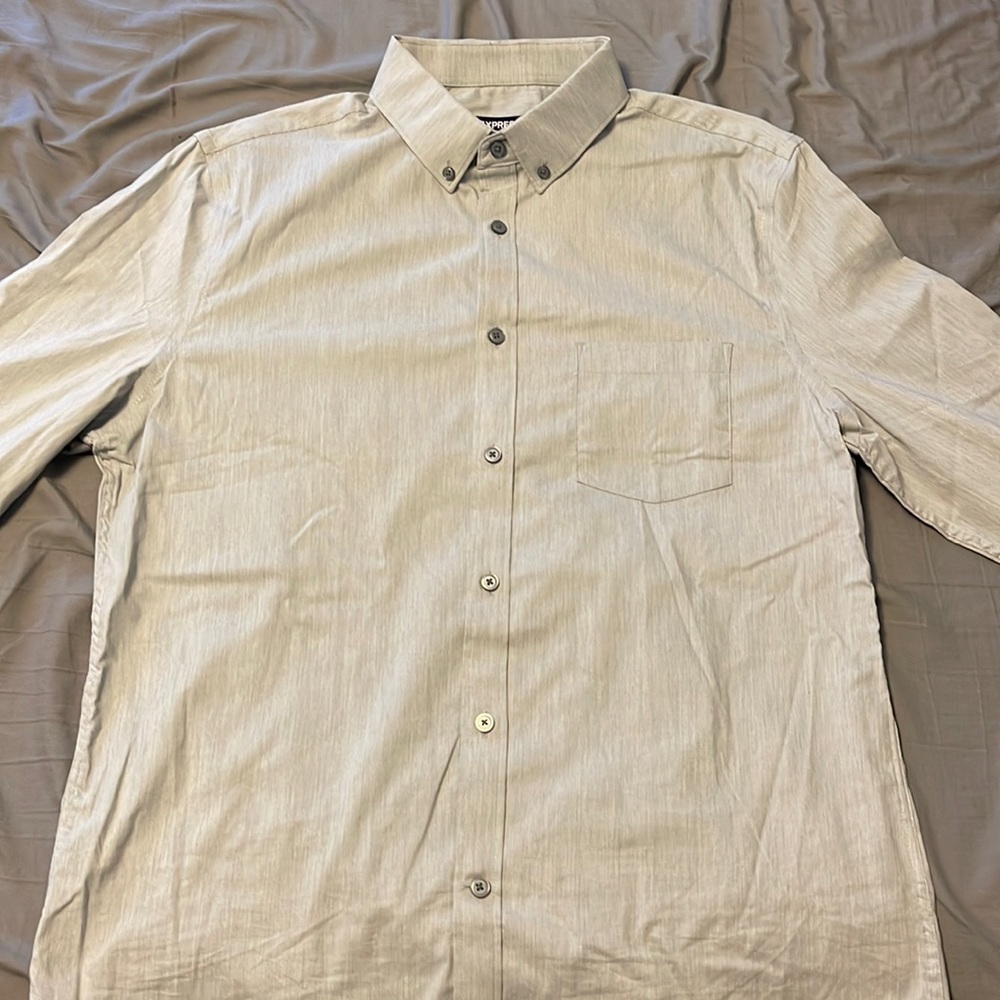 Express Men’s Button-Down Grey Dress Shirt